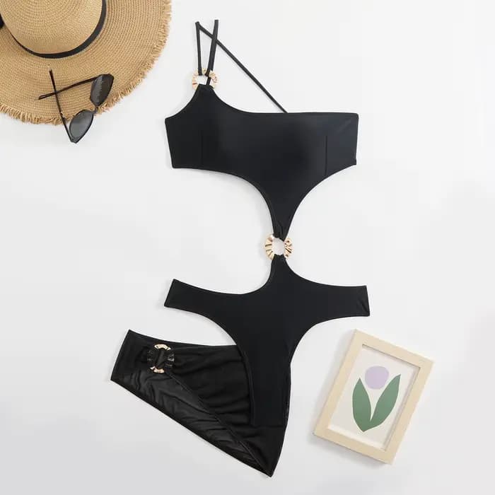 Noir Sexy Bikini simple épaule maillot de bain maillot de bain d'été mince maillots de bain été Mono