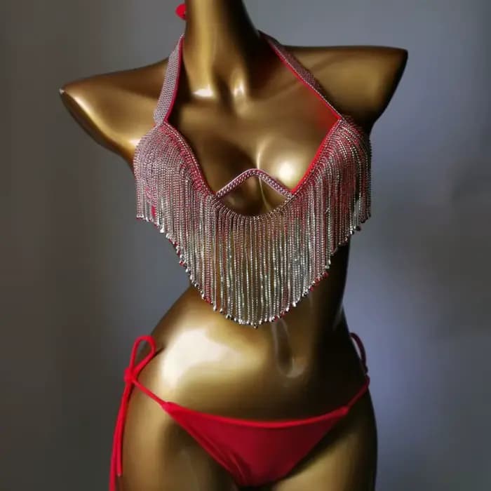 Maillot de bain avec strass et pierres scintillantes, ensemble Bikini, diamants, bikini, vacances, 2