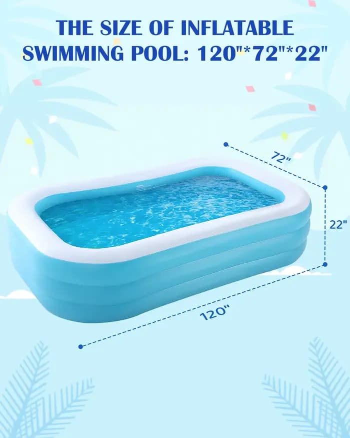 Piscine gonflable 120 × 72 × 22 pouces, centre de natation gonflable pour l'extérieur, l'arrière-cou