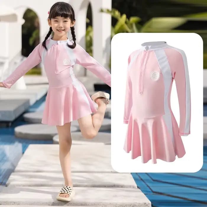 Maillot de bain à manches longues pour garçons et filles, 3 pièces, protection solaire UV, vêtements