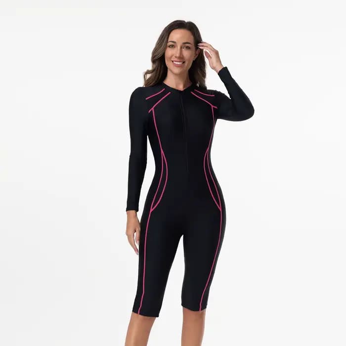 Maillot de bain une pièce avec manches pour femme, vêtements de plage pour femme, style sport, costu