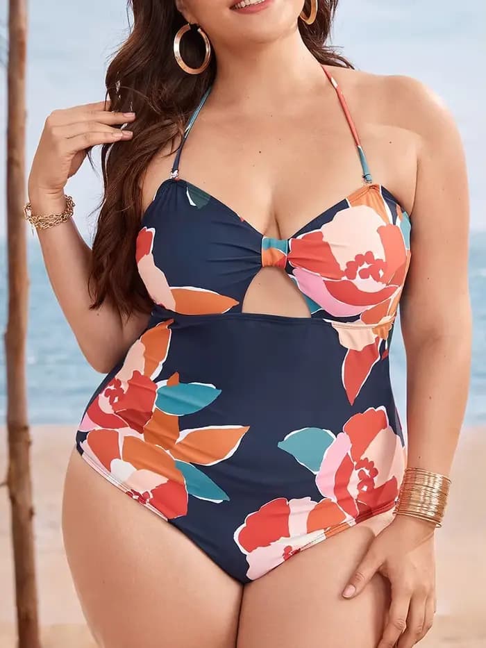 Maillot de bain grande taille 2026 pour femme, une pièce imprimé évidé, tenue de bain féminine, mail