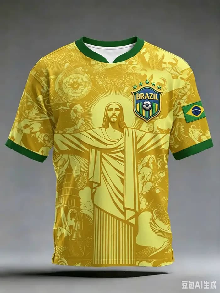 Maillot de football graphique Christ du Rédempteur du Brésil pour l'été – T-shirt vintage à manches 
