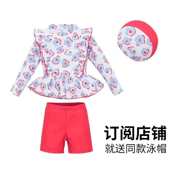 Maillot de bain pour enfants et filles, maillot de bain chaud, moyen et grand, à manches longues, sé