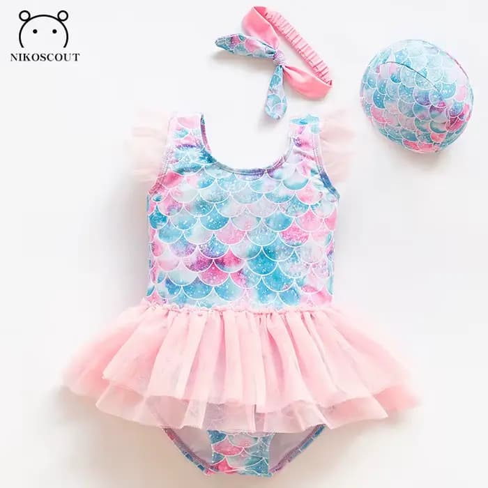 Maillot de bain sirène mignon pour bébé fille, maillot de bain princesse pour enfants, bikini de pla