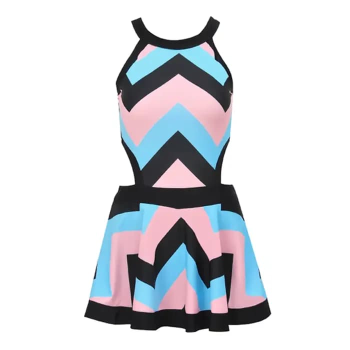 Maillot de bain à rayures irrégulières pour femmes, jupe une pièce sexy, style brésilien trempé, imp