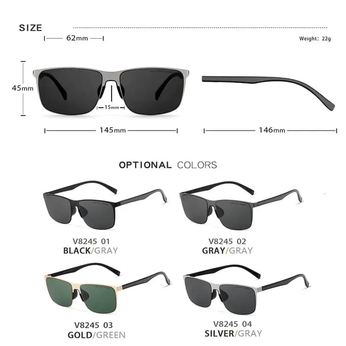 Lunettes de soleil vintage de marque VEITHDIA pour hommes et femmes, en acier inoxydable, verres en 