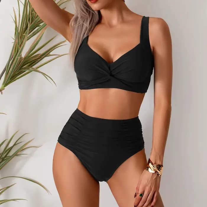 Maillot de bain bikini taille haute sexy pour femme, nouvelle collection transfrontalière, deux pièc