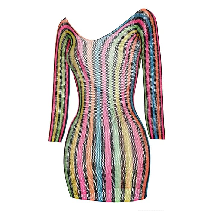 1 pièce Robe de plage moulante pour femme, style résille, transparente et ajourée, à manches longues