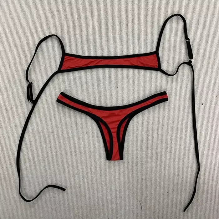 Maillot de bain Sexy Y2K Spice Girl, couleur contrastée, rétro, bretelles réglables, dos nu, plage, 