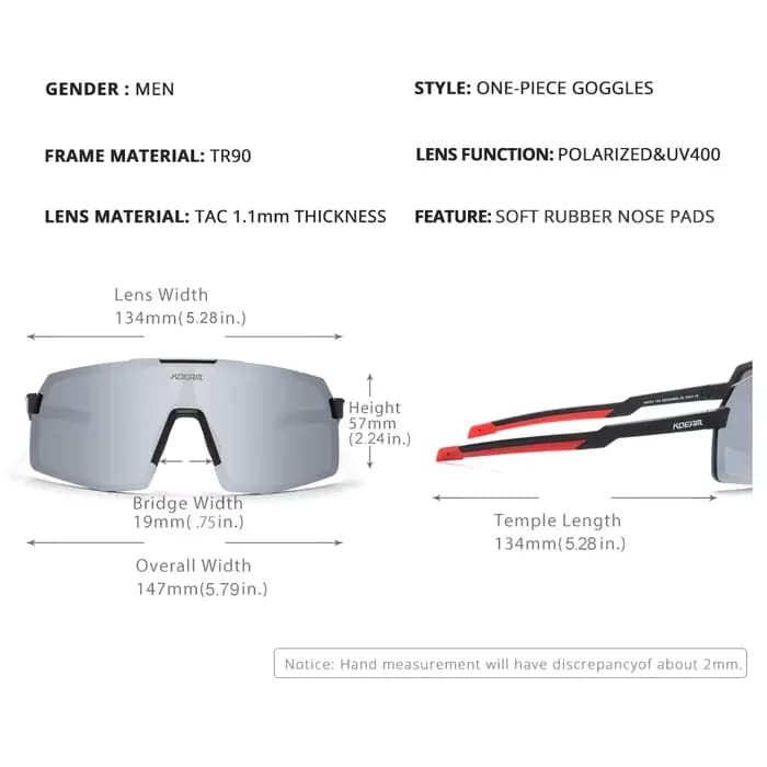 KDEAM-Lunettes de soleil de sports de plein air pour hommes, lunettes de soleil polarisées UV400, ca