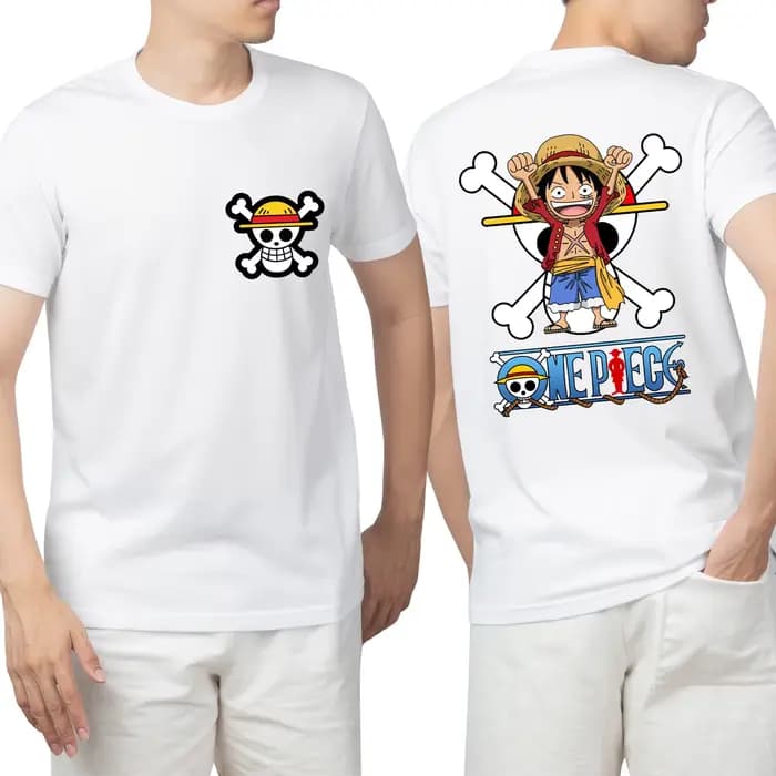 T-shirt en coton pur Luffy One Piece, dessin animé, nouvelle collection été 2026, tendance streetwea