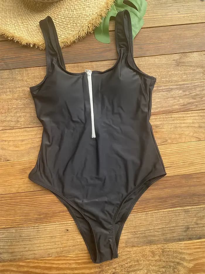 Maillot de bain une pièce avec fermeture éclair sur le devant, Monokini, dos nu, pour femmes, tendan