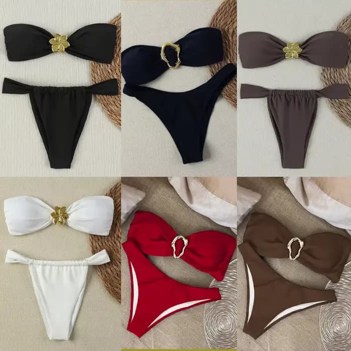 Ensemble bikini bandeau push-up sexy 2026 - Maillot de bain brésilien string pour femme