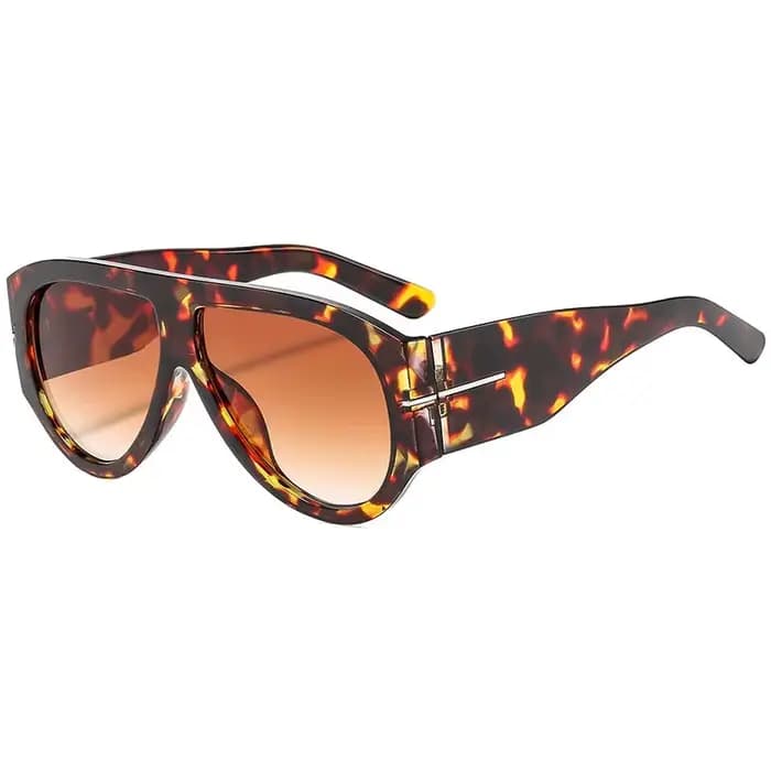 Lunettes de soleil ovales rétro de luxe pour femmes, monture large, couleur thé noir, style pilote c