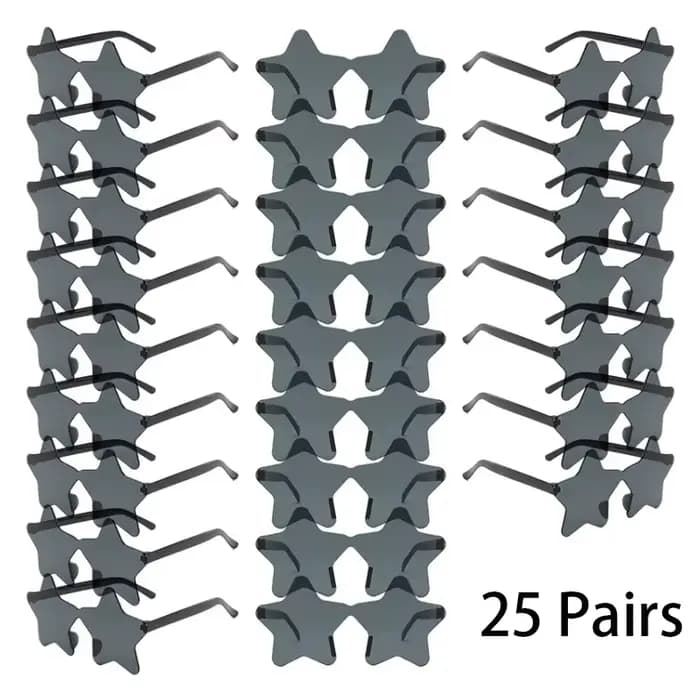 25 paires de lunettes de soleil sans bords en forme d'étoile pour hommes, mode mignon couleur bonbon