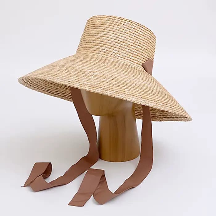 Chapeau de paille à large bord pour femmes, avec mentonnière, chapeaux de soleil d'été, Protection s