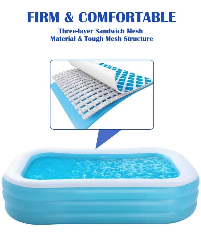 Piscine gonflable 120 × 72 × 22 pouces, centre de natation gonflable pour l'extérieur, l'arrière-cou
