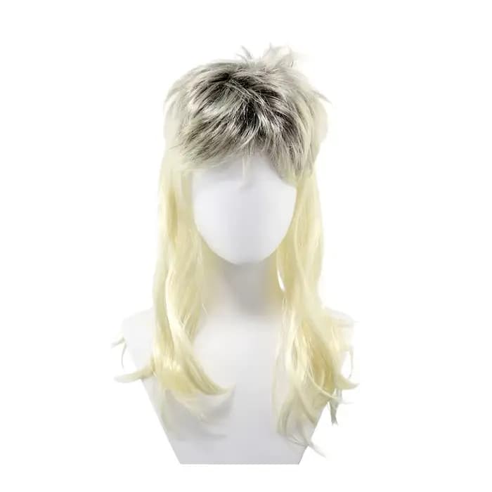 Perruque synthétique blonde style mulet, cheveux shaggy rétro années 80 pour hommes, idéale pour Hal