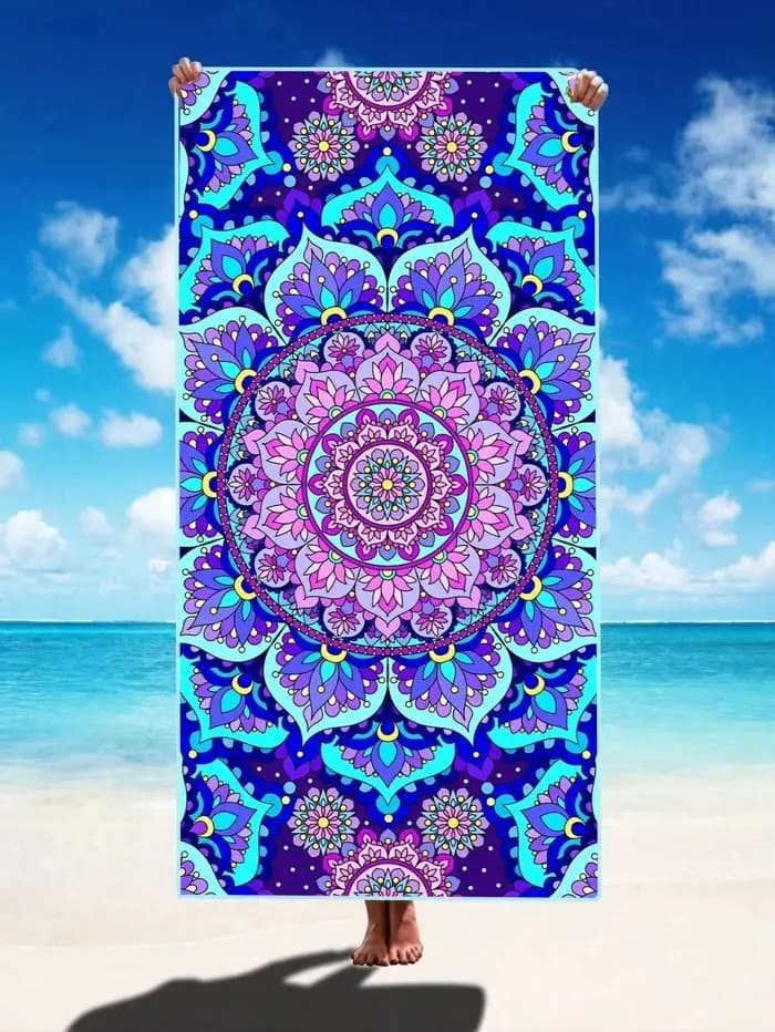 Serviette de plage Mandala, en microfibre douce et absorbante, séchage rapide, surdimensionnée pour 