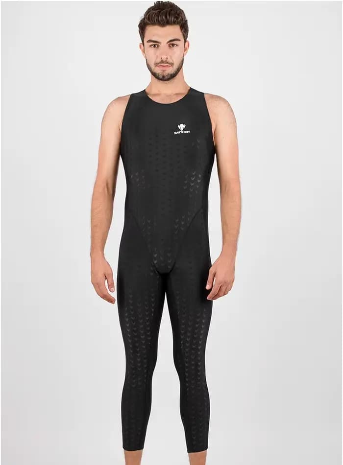 HXBY noir sans manches course compétitif maillot de bain pour hommes maillot de bain une pièce maill