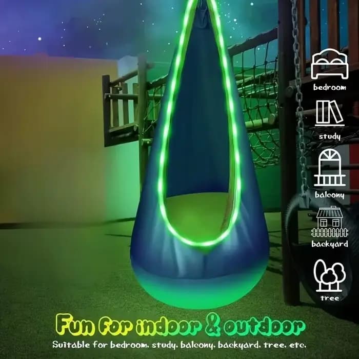 Siège de balançoire LED pour enfants avec lumière, hamac sensoriel pour intérieur et extérieur, pour