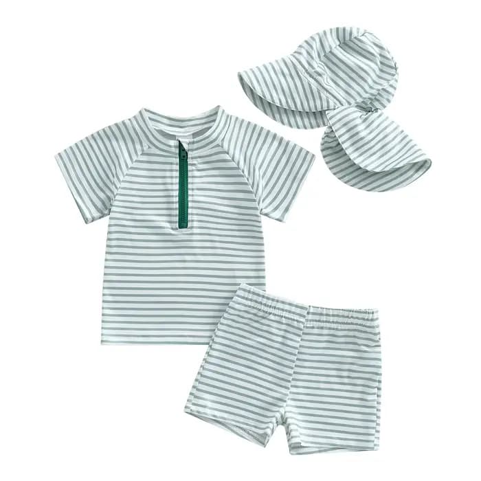 Maillot de bain pour bébés garçons et filles, ensemble de 3 pièces, chapeau de protection contre les