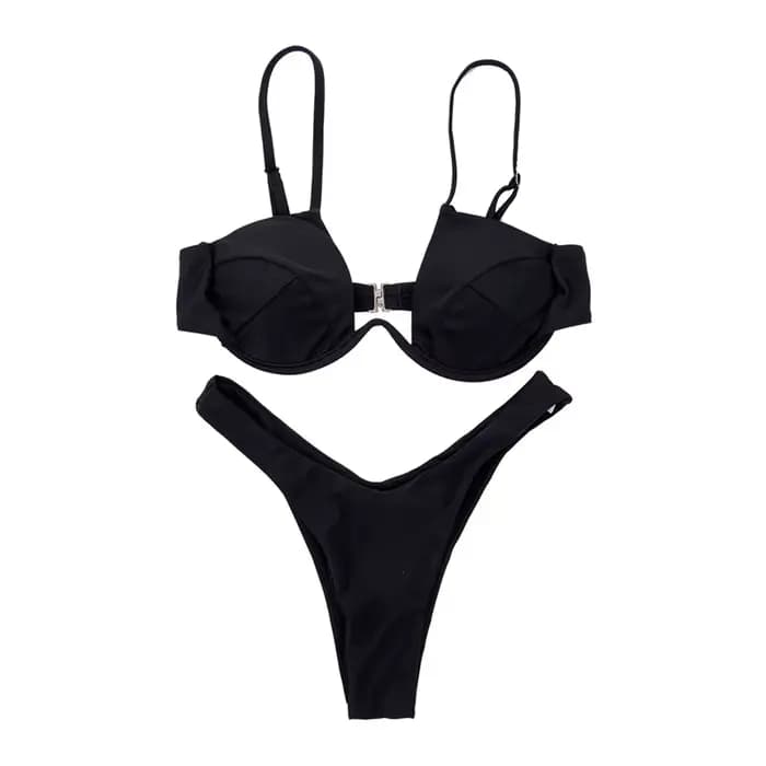 Maillot de bain sexy pour femme, ensemble deux pièces, couleur unie, push-up, style bandeau Y2K, mai