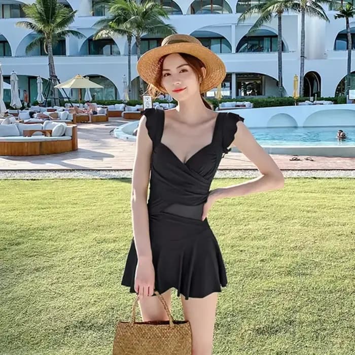 Maillot de bain une pièce pour femmes, solide, français, conservateur, soutien-gorge de soutien en a
