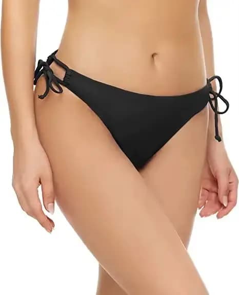 Maillot de bain à nouer sur le côté pour femmes, bas de Bikini, taille moyenne, String, transfrontal