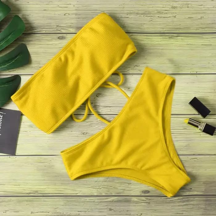 2024 nouveau Bikini taille haute sans bretelles Sexy Bikini femmes maillots de bain femmes mode mail