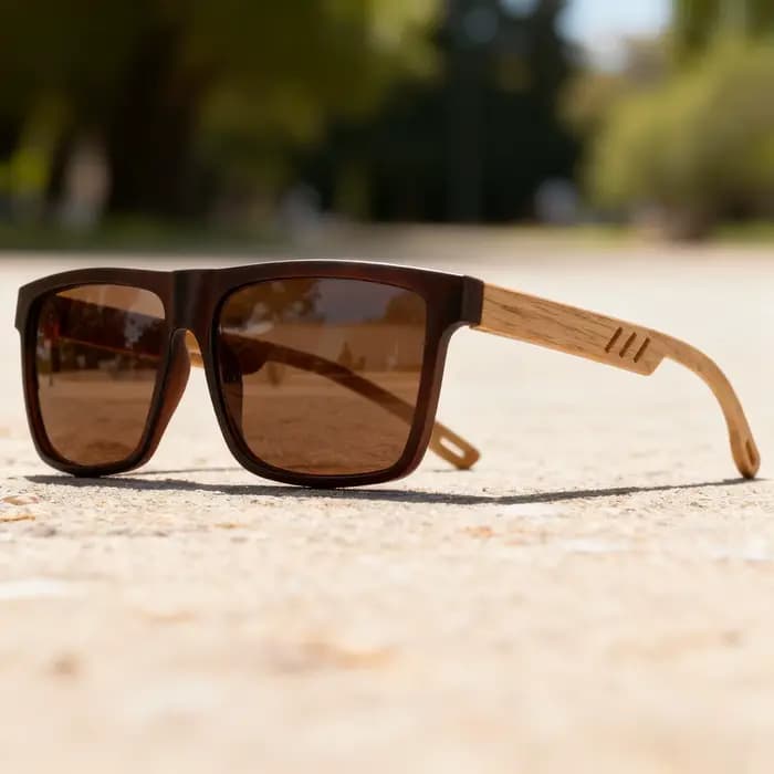 Nouvelles lunettes de soleil carrées à la mode, charnière à ressort en grain de bois, UV400 unisexe 