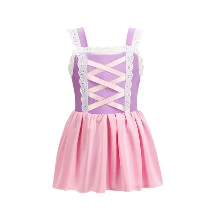 Maillot de bain une pièce pour filles inspiré de la princesse Raiponce, robe de bain violette et ros