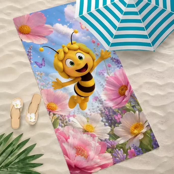 Serviette de plage Cartoon M-Maya the Bee, serviette de bain absorbante à séchage rapide pour la nat