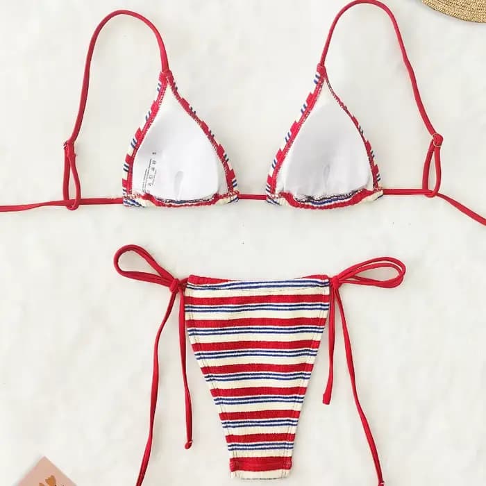 Maillot de bain deux pièces sexy push-up pour femme 2026 – Ensemble bikini micro rayé tendance