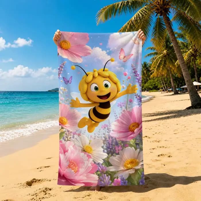 Serviette de plage Cartoon M-Maya the Bee, serviette de bain absorbante à séchage rapide pour la natation, la gym, le camping, les activités de plein air