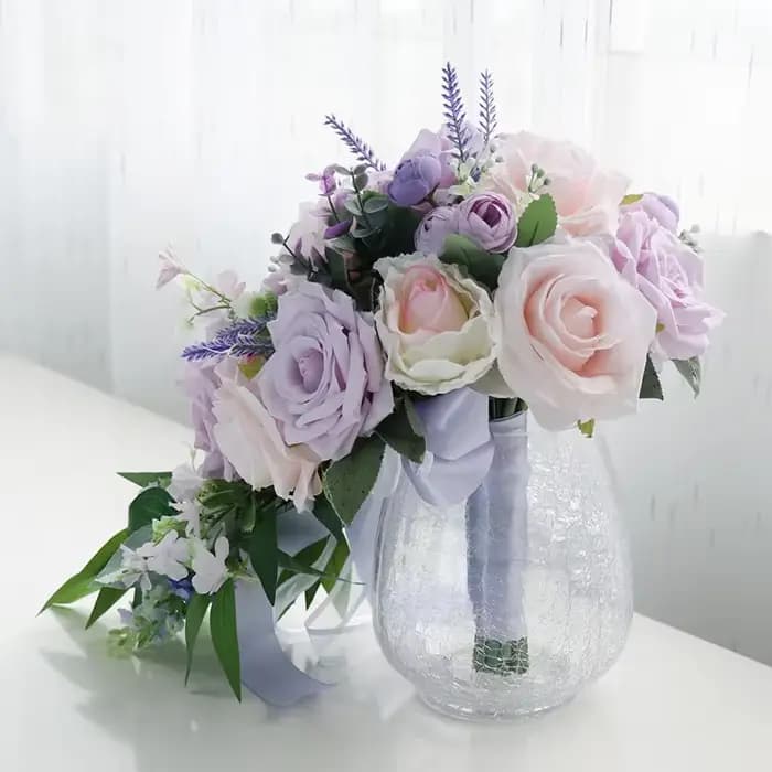 Gouttes d'eau artificielles pour la mariée, tenant des fleurs pour la cérémonie de mariage, accessoires de photographie, bouquet de photographie en studio forestier, 50x25cm