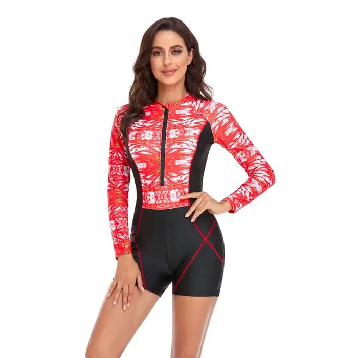 Maillot de bain une pièce imprimé à manches longues pour femmes
