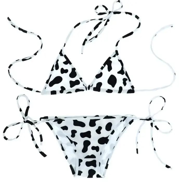 Mini Bikini à pois pour femmes, ensemble Style japonais, sous-vêtements, col licou, soutien-gorge avec culotte