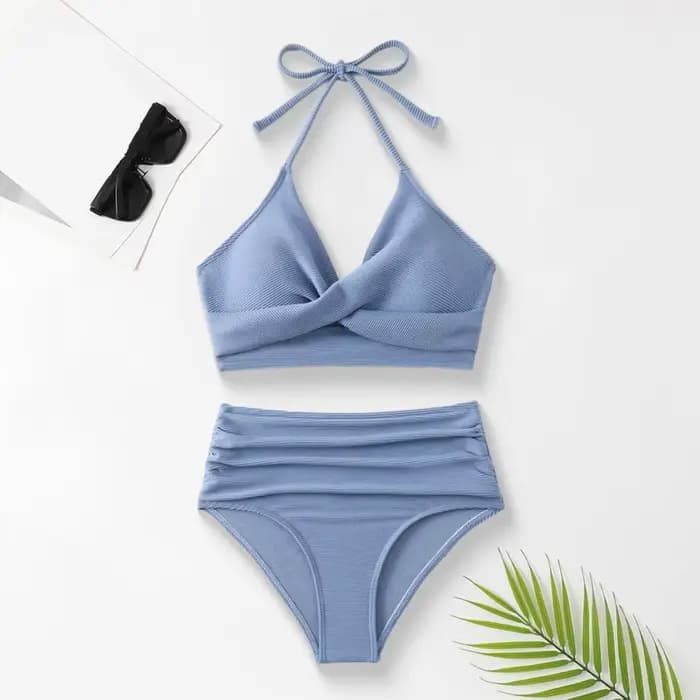 Ensemble bikini 2 pièces plissé pour femme
