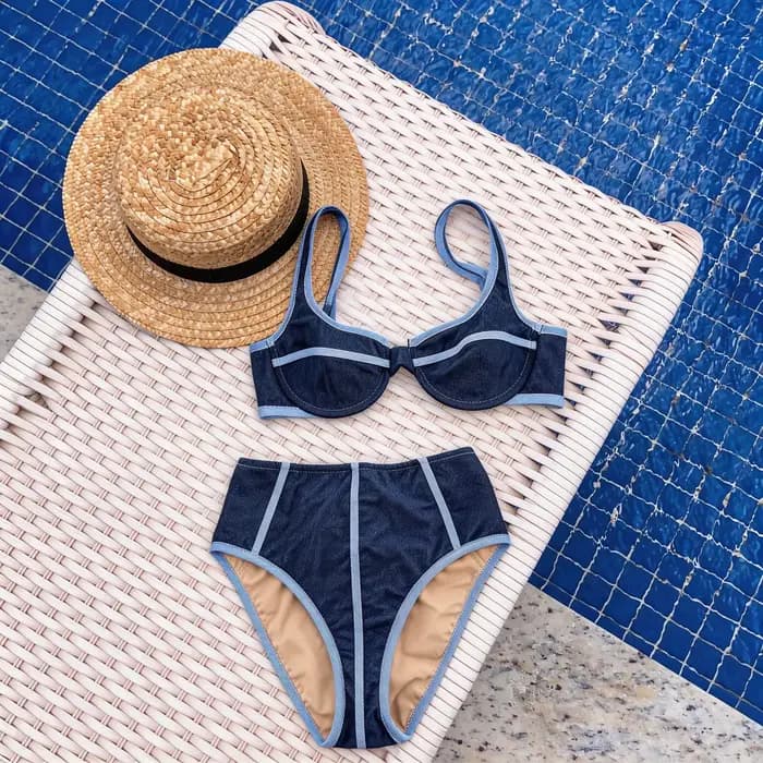 Bandeau Biquini 2026 Sexy pour Femme, Maillot de Bain Féminin, Ensemble Micro Bikini, Tenue de Plage, Biquini Brésilien Bleu