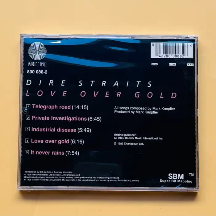 Dire Straits Love Over Gold CD 1982, album classique de rock pour audiophiles, neuf et scellé