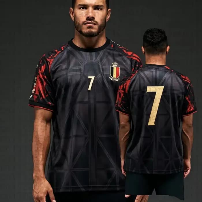 Maillot de l'équipe de Belgique 2026 WC King Kev # 7 Kevin De Bruyne Nouvelle Arrivée T-Shirt Imprimé 3D Football Adulte Unisexe Cyclisme Été