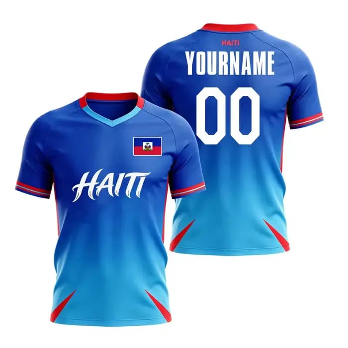 Maillot de football personnalisé Haïti 2026 – Créez votre propre maillot de foot haïtien avec nom et numéro – T-shirts de sport à manches courtes, séchage rapide, coupe ample