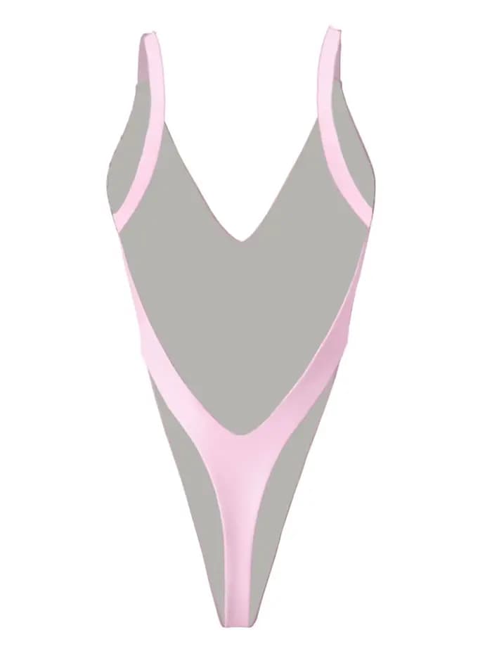 Maillot de bain une pièce sexy rose 2026 avec accent en strass, sans manches, dos nu, monokini, tenue de plage pour femme