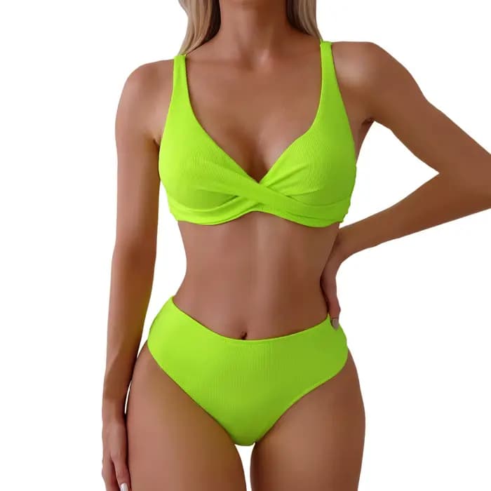 Femmes taille basse Bikini ensemble Sexy Push Up deux pièces rayé maillots de bain