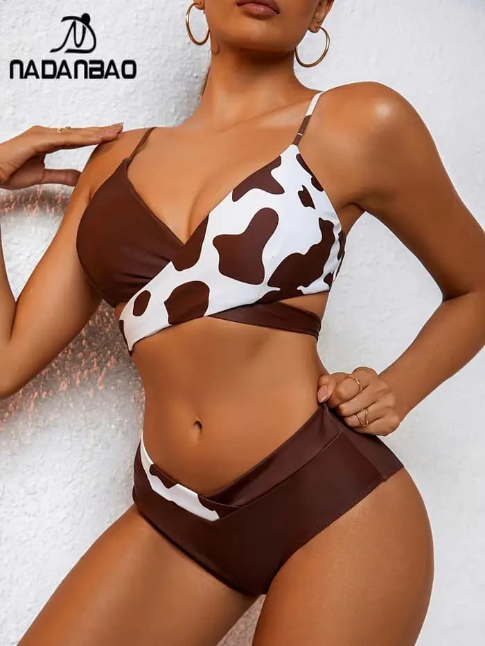 Nadanbao-Bikini de plage sexy à col en V pour femme