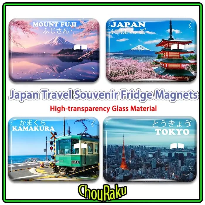 Aimants de réfrigérateur en verre haute transparence, Souvenir de voyage japonais, montagne Fuji, paysage de ville japonaise de Tokyo, Sitcker de réfrigérateur
