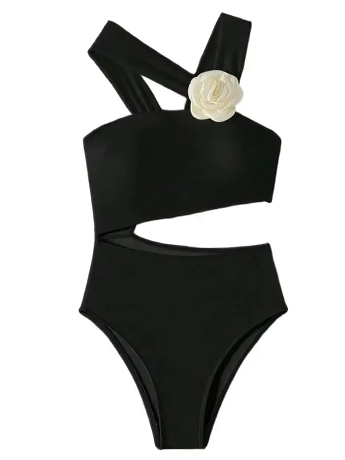 Nouveau Maillot de Bain Une Pièce Floral Halter à Bandages pour Femme, Tenue de Plage Monokini