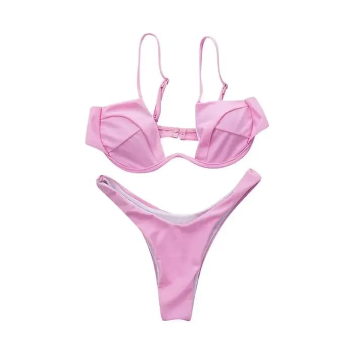 Maillot de bain sexy pour femme, ensemble deux pièces, couleur unie, push-up, style bandeau Y2K, maillot de bain pour femme